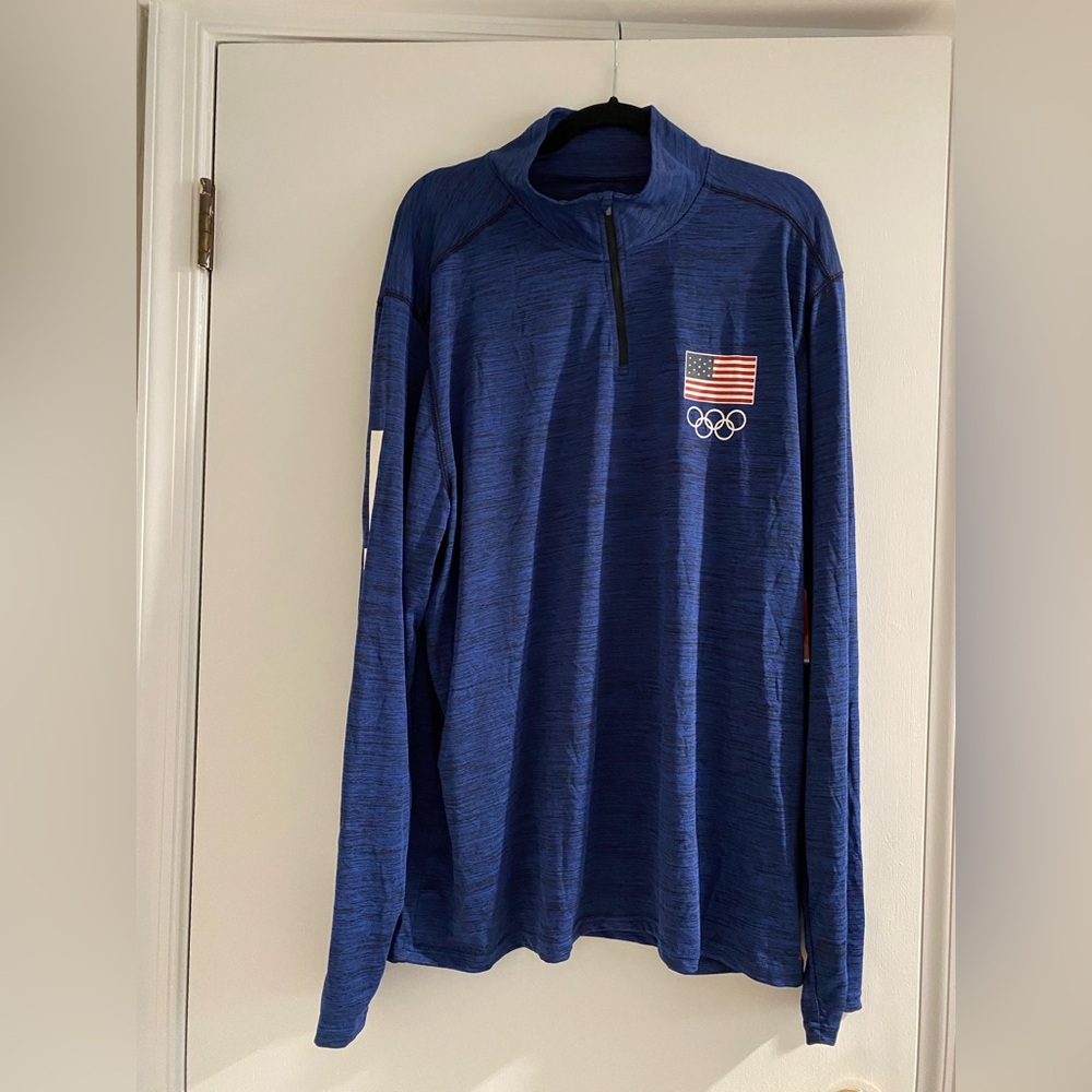 Men's Blue U.S.A. Olympics Long Sleeve Quarter Zip Shirt